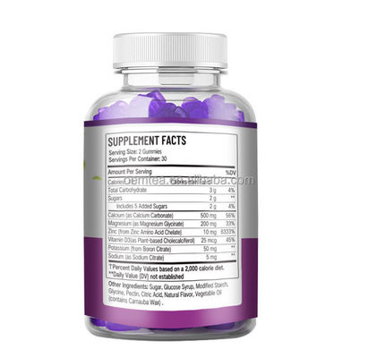 24 Monate Haltbarkeit Kalzium D3 Vitamin Magnesium Gummies zur Unterstützung der Knochenentwicklung