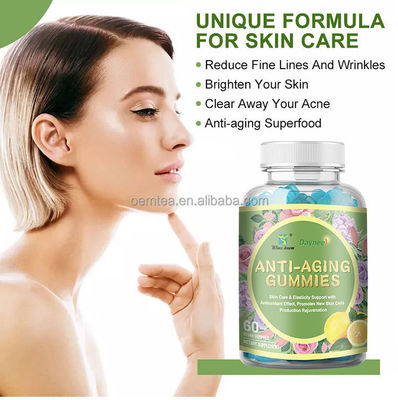 Speichermethode bei Raumtemperatur Lutein Kollagen Anti-Aging Gummies zur Hautbleiche